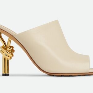 Bottega Veneta Knot Mules with Gold Heel